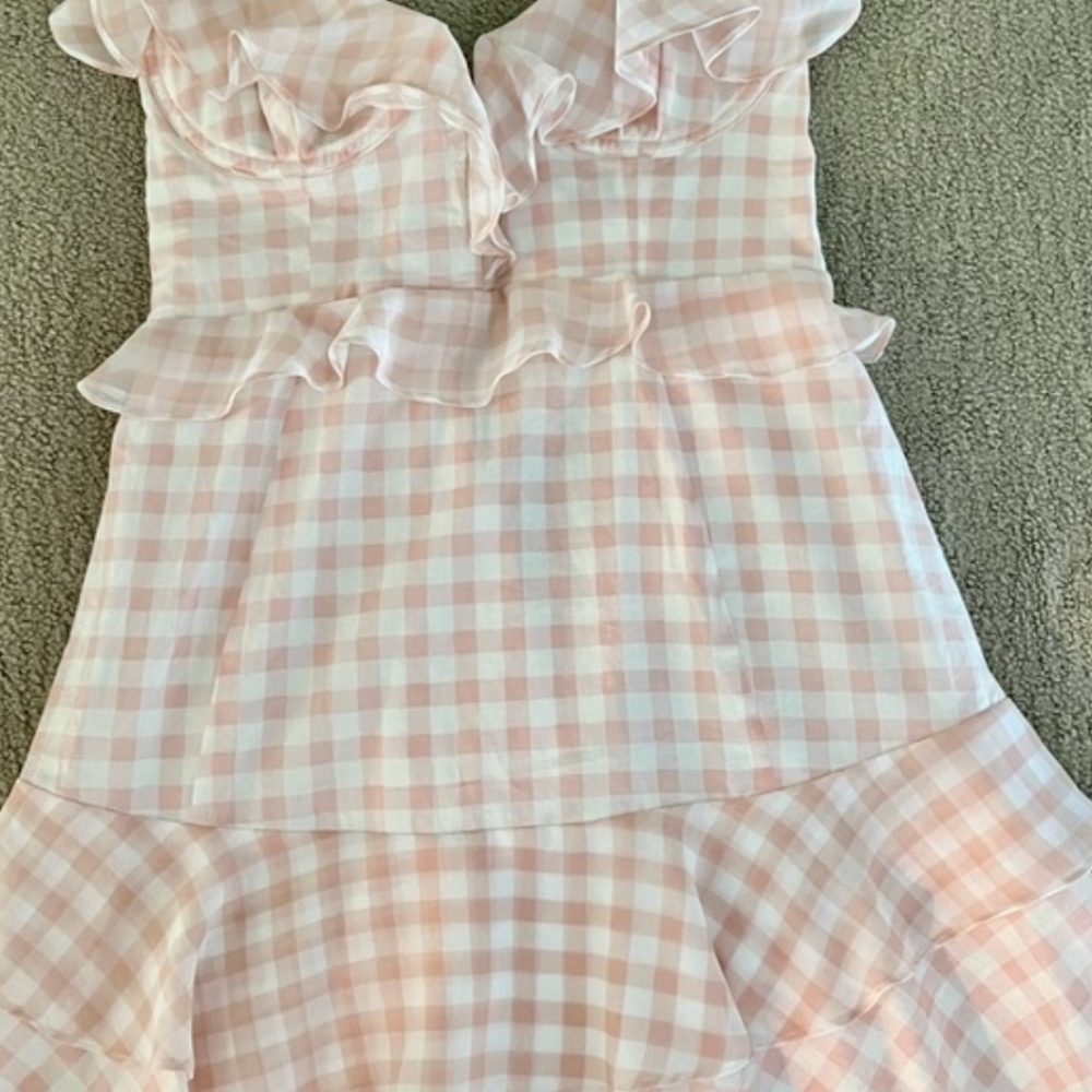 For Love And Lemons Victorias Secret Pink + White Gingham Dixie Tie Back Dress - Picture 8 of 8